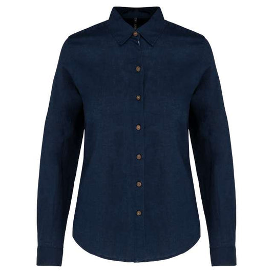 LADIES' LONG SLEEVE LINEN AND COTTON SHIRT