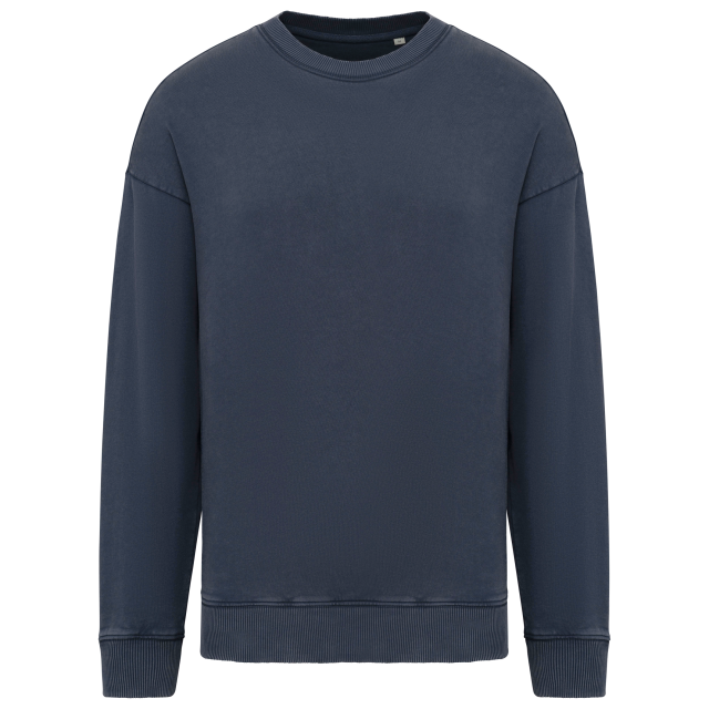 UNISEX WASHED EFFECT OVERSIZE ROUND NECK SWEATSHIRT