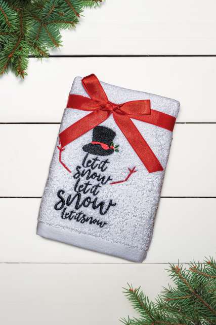 OLIMA CHRISTMAS TOWEL - LET IT SNOW- SNOWMAN